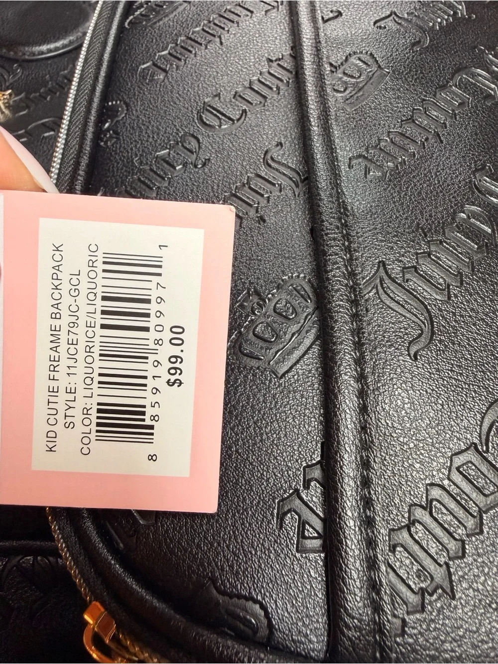 Juicy Couture Black Embossed Logo Backpack